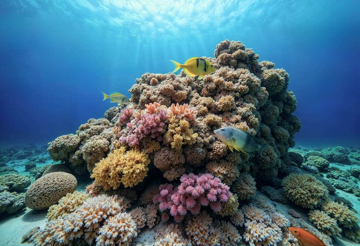 arrecife de coral pez loro